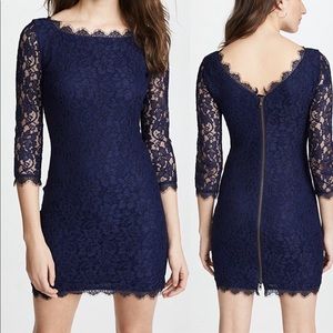 Diane Von Furstenberg Zarita Lace Dress Size 4 Navy Blue